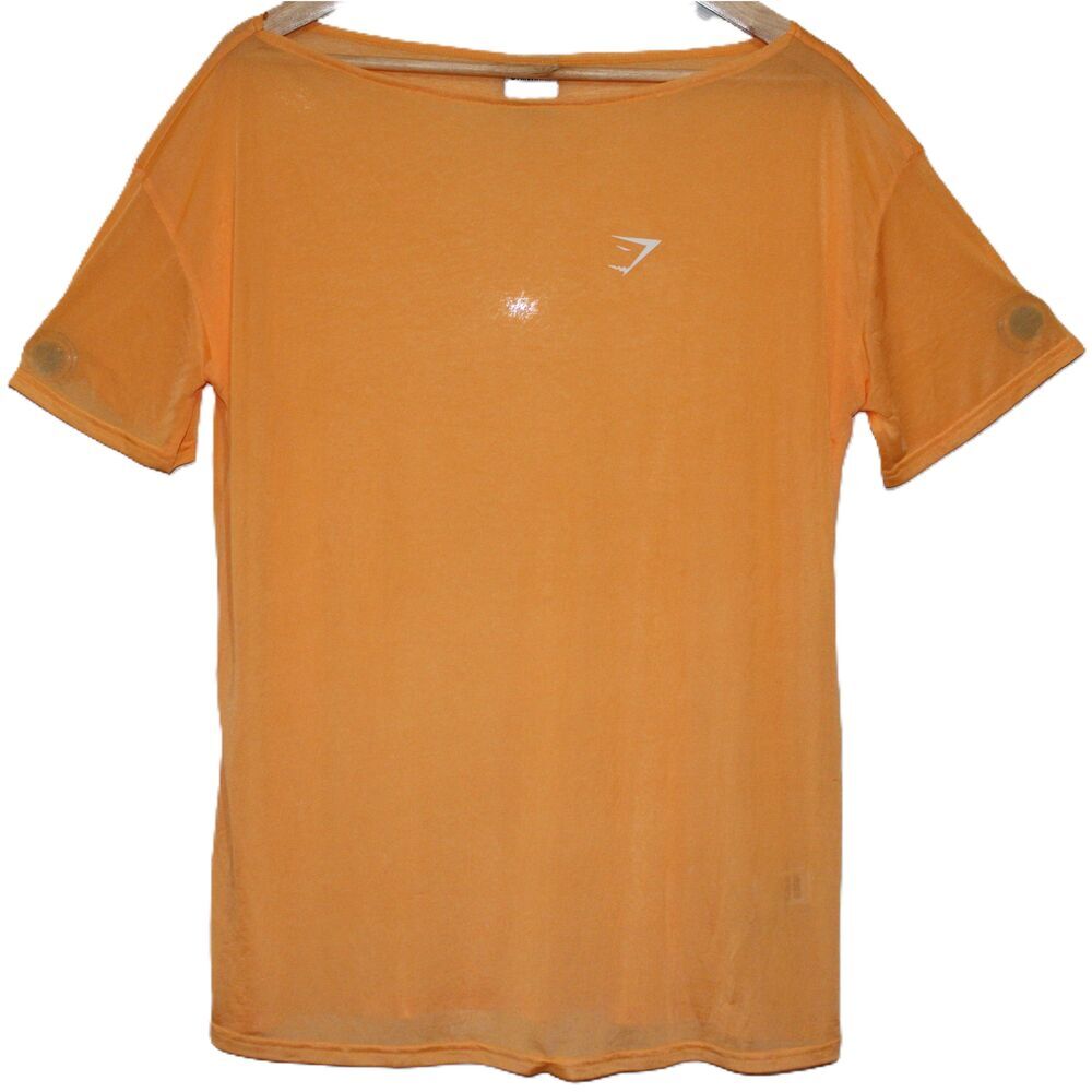 Gymshark Orange Mesh Workout Power T-Shirt Short Sleeve Crew Neck Tee Size S NEW